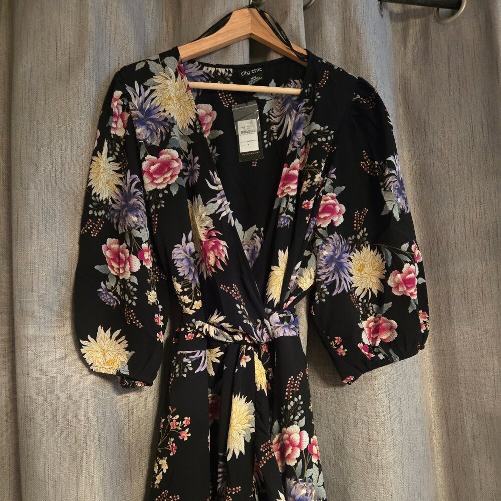 City Chic M/18 Marina Blk Festival Dress Midi, Wrap.